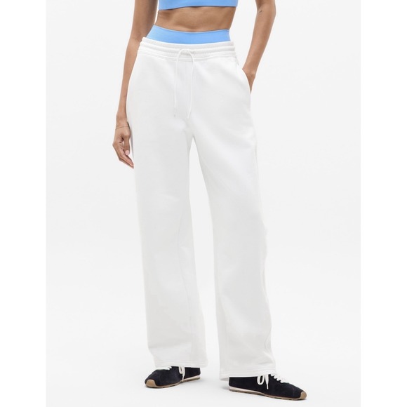 ATHLETA Forever Fleece Mid Rise Barrel Pant Size Small Bright White #767996 NEW - Picture 2 of 4